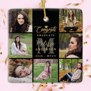 Adorno De Cerámica Collage de fotos 7 personalizado de graduación mod