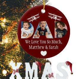 Adorno De Cerámica collage de fotos "DAD" de niños o familias, Aviaci