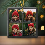 Adorno De Cerámica Collage de fotos de Chalkboard de vacaciones de Pe<br><div class="desc">Utilice imágenes de 4 cuadrados o instagram para hacer un recuerdo único y moderno de la Navidad de los Cerezos. Si necesita mover algo,  haga clic en el botón personalizar para realizar cambios.</div>