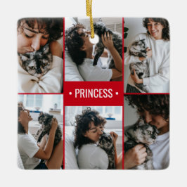 Adorno De Cerámica Collage de fotos de gato monogramado