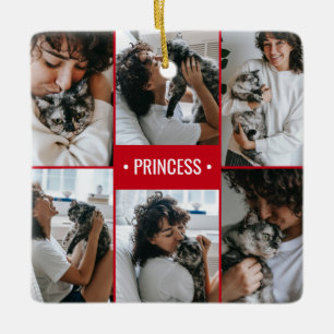 Adorno De Cerámica Collage de fotos de gato monogramado