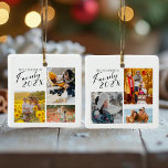 Adorno De Cerámica collage de fotos de Personalizado familiar de 2025<br><div class="desc">Celebra tu año con un único adorno de Navidades con un diseño de collage de seis fotos moderno,  minimalista. Personalízalo con seis fotos memorables y cuatro mensajes de texto destacados para capturar tus momentos favoritos. Este único adorno es perfecto para compartir con familiares y amigos lejanos.</div>