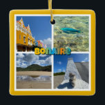 Adorno De Cerámica Collage de fotos Escenario Bonaire<br><div class="desc">Disfruté de pasar enero y febrero visitando los Países Bajos del Caribe y la maravillosa isla de Bonaire. El color de fondo amarillo dorado puede ser cambiado por el cliente. Por https://www.zazzle.com/store/celestesheffey</div>