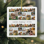 Adorno De Cerámica Collage de fotos familiar de máquina de escribir m<br><div class="desc">Crea tu propio collage de fotos de adorno navideño. Simplemente agrega tus propias fotos y texto para un adorno personalizado esta temporada de fiestas.</div>