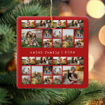Adorno De Cerámica Collage de fotos familiar moderno de máquina de es<br><div class="desc">Crea tu propio collage de fotos de adorno navideño. Simplemente agrega tus propias fotos y texto para un adorno personalizado esta temporada de fiestas.</div>