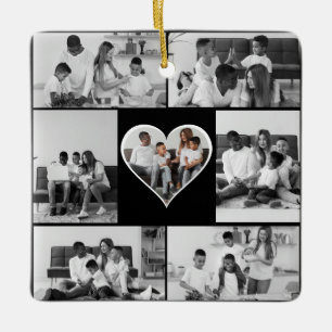 Adorno De Cerámica Collage de fotos negro y blanco 7