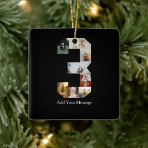 Adorno De Cerámica Collage de fotos número 3 en blanco y negro