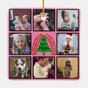 Adorno De Cerámica Collage de fotos Personalizado de árbol de Navidad