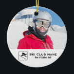 Adorno De Cerámica Collage de fotos Personalizado de esquí del equipo<br><div class="desc">Este diseño de esquí incluye fotos subidas a las pistas de esquí, un logotipo gráfico de la pista de esquí (reemplácelo por su propio logotipo) y espacio para dos líneas de texto personalizado. Personalice el nombre de su club de esquí/equipo o de su esquiador individual. Esto hace un regalo perfecto...</div>