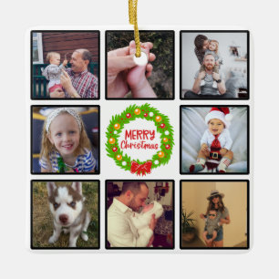 Adorno De Cerámica Collage de fotos Personalizado de Feliz Navidad Wr