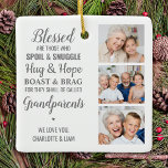 Adorno De Cerámica Collage de fotos personalizado de los abuelos<br><div class="desc">Celebra a tus abuelos con un adorno de collage de fotos personalizados. Esta cita única adorno de abuelos es el regalo perfecto, ya sea un cumpleaños, un día de abuelos o Navidades. Esperamos que el regalo especial de los abuelos fotográficos de keepsake se convierta en un tesoro para los años...</div>