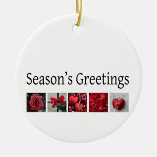 Adorno De Cerámica Collage de navidades en rojo