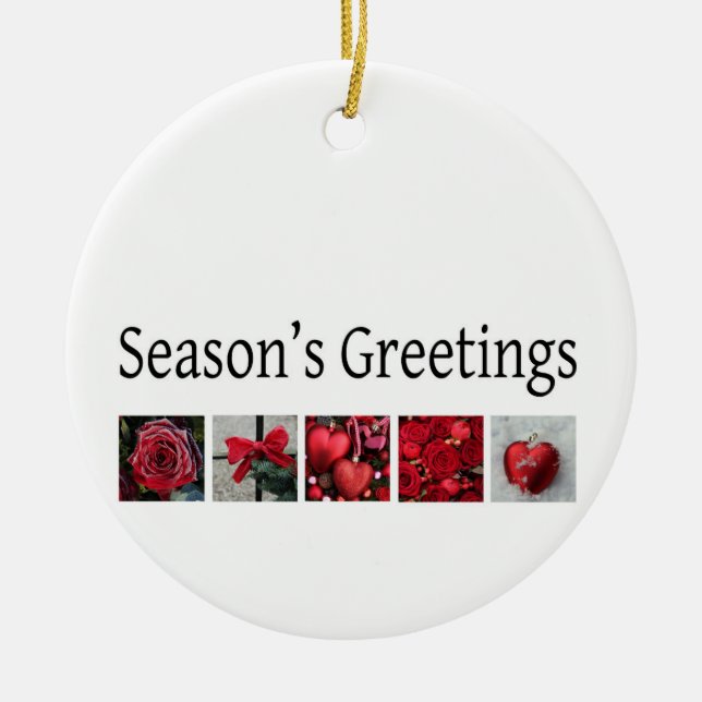Adorno De Cerámica Collage de navidades en rojo (Frente)