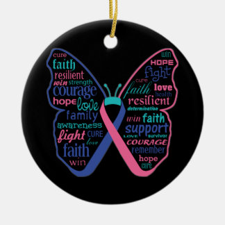 Adorno De Cerámica Collage de palabras en mariposa de cáncer tiroideo