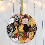Adorno De Cerámica Collage de pollos graciosos dibujados a mano<br><div class="desc">Pollos personalizados dibujados a mano adornos navideños. Esto es un gran regalo para un amante de los pollos o alguien con pollos traseros.</div>