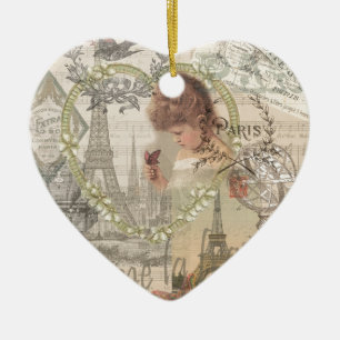 Adorno De Cerámica Collage de Vintage Paris France