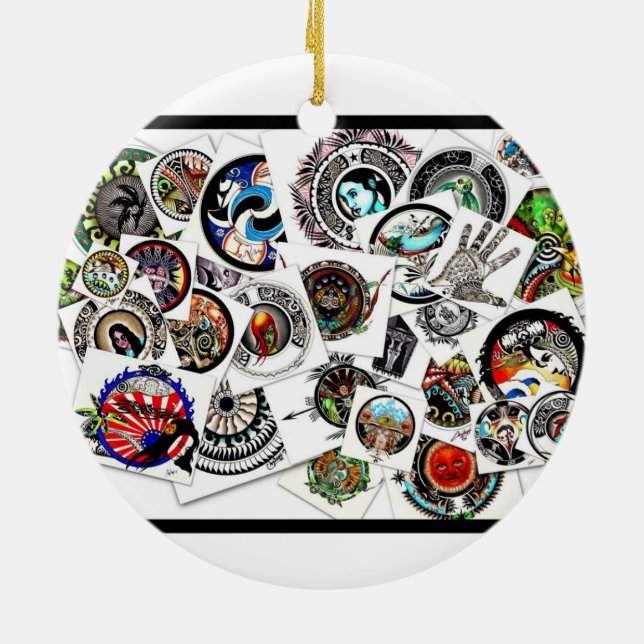 Adorno De Cerámica Collage Draings (Atrás)