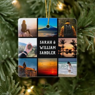 Adorno De Cerámica Collage fotográfico personalizado y Navidades de t