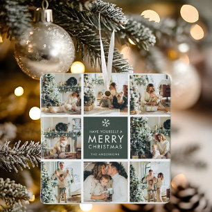 Adorno De Cerámica Collage moderno “Feliz Navidad” con varias fotos