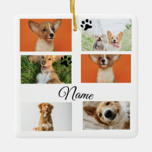 Adorno De Cerámica Collage simple de fotos con nombres de animales co