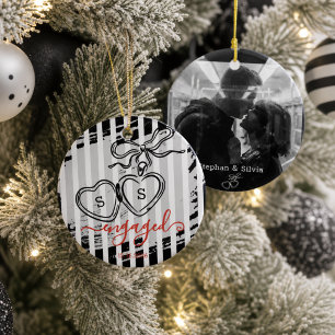 Adorno De Cerámica Collar de Corazón Comprometido con Foto Personaliz