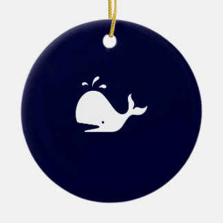Adorno De Cerámica Collar de la ballena de Glow_White-on-Blue del