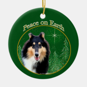 Adorno De Cerámica Collie (áspera) Paz