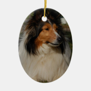 Adorno De Cerámica Collie miniatura Ornaemnt
