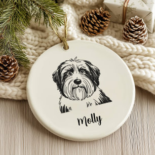 Adorno De Cerámica Collie Perro Navidad Personalizada