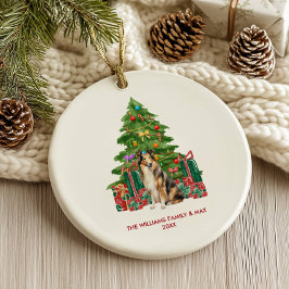 Adorno De Cerámica Collie Personalizado Navidad