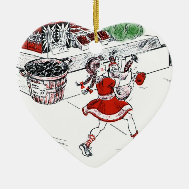 Adorno De Cerámica Colmado y niña pasados de moda (Frente)