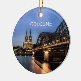 Adorno De Cerámica Cologne Cityscape Alemania Dom Noche Souvenir