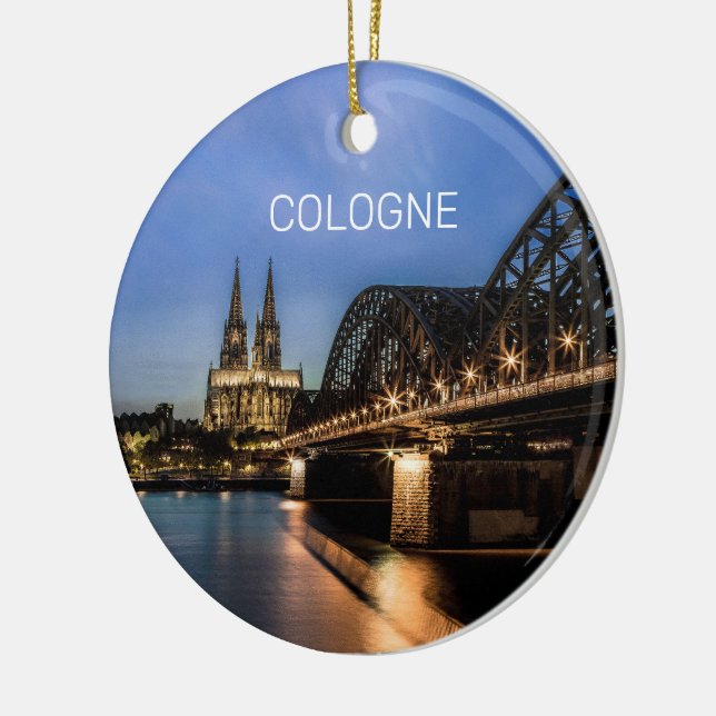 Adorno De Cerámica Cologne Cityscape Alemania Dom Noche Souvenir (Izquierda)
