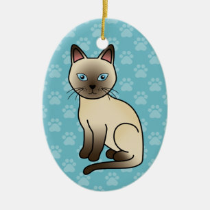 Adorno De Cerámica Color beige claro Ilustracion de gato de raza tonk