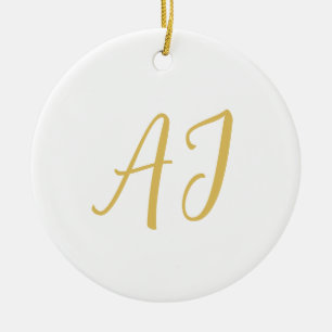 Adorno De Cerámica Color Dorado Monograma Inicial Clásica Profesional