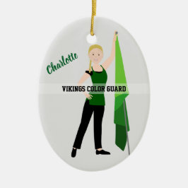 Adorno De Cerámica Color Guard Blonid Braid Pelo Verde y Negro