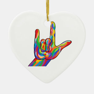 Adorno De Cerámica COLOR INTRÉPIDO del ASL te amo