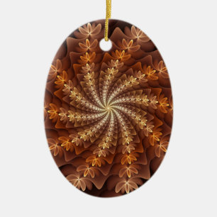 Adorno De Cerámica Colores Cálidos, Patrón de Arte Fractal Moderno Al