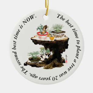 Adorno De Cerámica Colores de agua japoneses de la planta botánica de