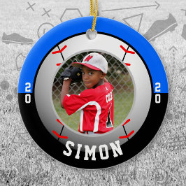 Adorno De Cerámica Colores del equipo negro azul de béisbol