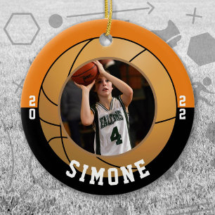 Adorno De Cerámica Colores del equipo negro Naranja de baloncesto