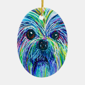 Adorno De Cerámica Colores intensos de Shih Tzu