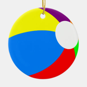 Adorno De Cerámica Colorful Beach Ball Double Sided Ornament Round