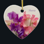 Adorno De Cerámica  Colorful sweet peas<br><div class="desc">Purple and pink spring flowers with room for text</div>
