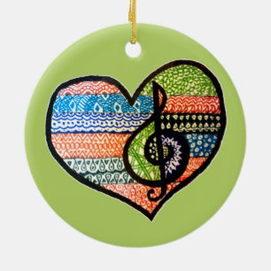 Adorno De Cerámica Colorida música arcoiris Heart Doodle Personalizad