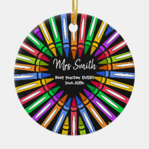 Adorno De Cerámica Coloridas gracias profesora gran corazón crayon