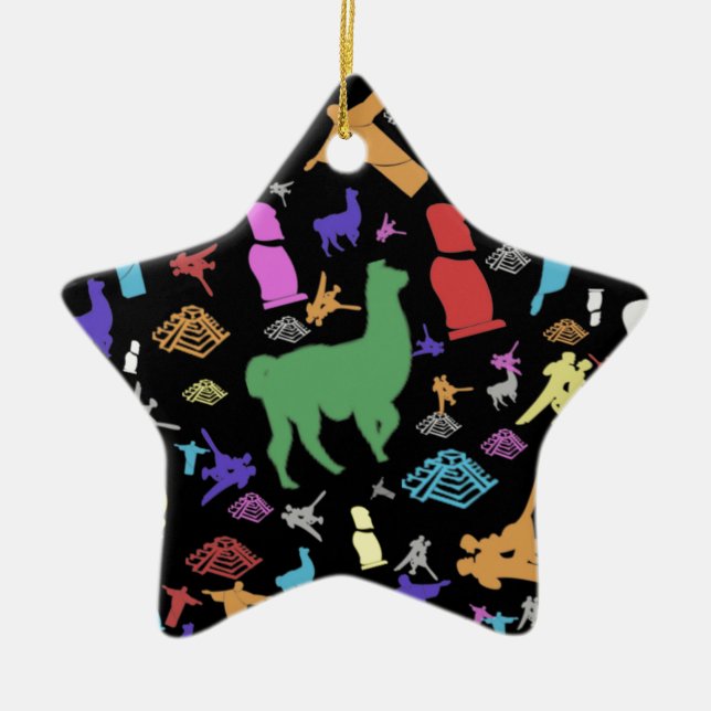 Adorno De Cerámica Colorido fondo oscuro de Sudamérica (Frente)