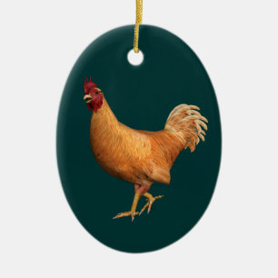 Adorno De Cerámica Colorido Naranja Rooster
