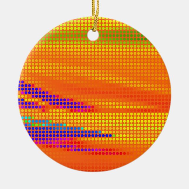 ADORNO DE CERÁMICA COLORIDO RETRO RAINBOW PUNTOS ART (Frente)