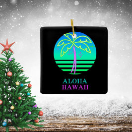 Adorno De Cerámica Colorido y brillante artista azul hawaiano